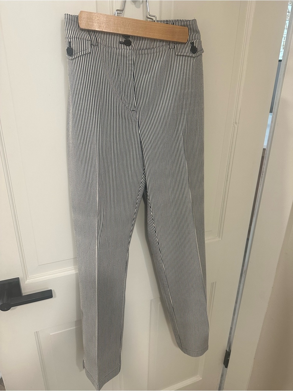 Jones New York Black and White Pinstripe Chinos
